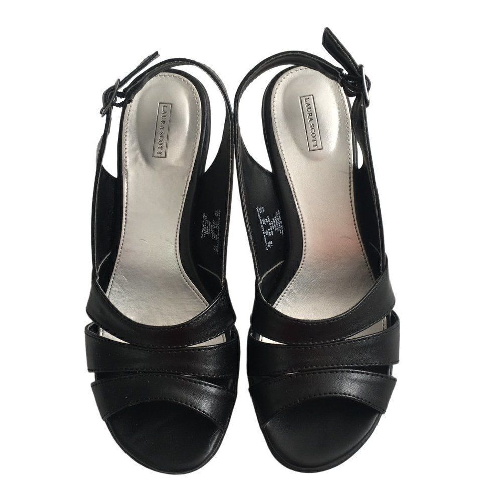 Laura Scott Woman black dress slingback strap shoe